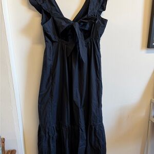 Skies Are Blue Navy Cottagecore Maxi Tie Back Summer Dress Size Large Petite
